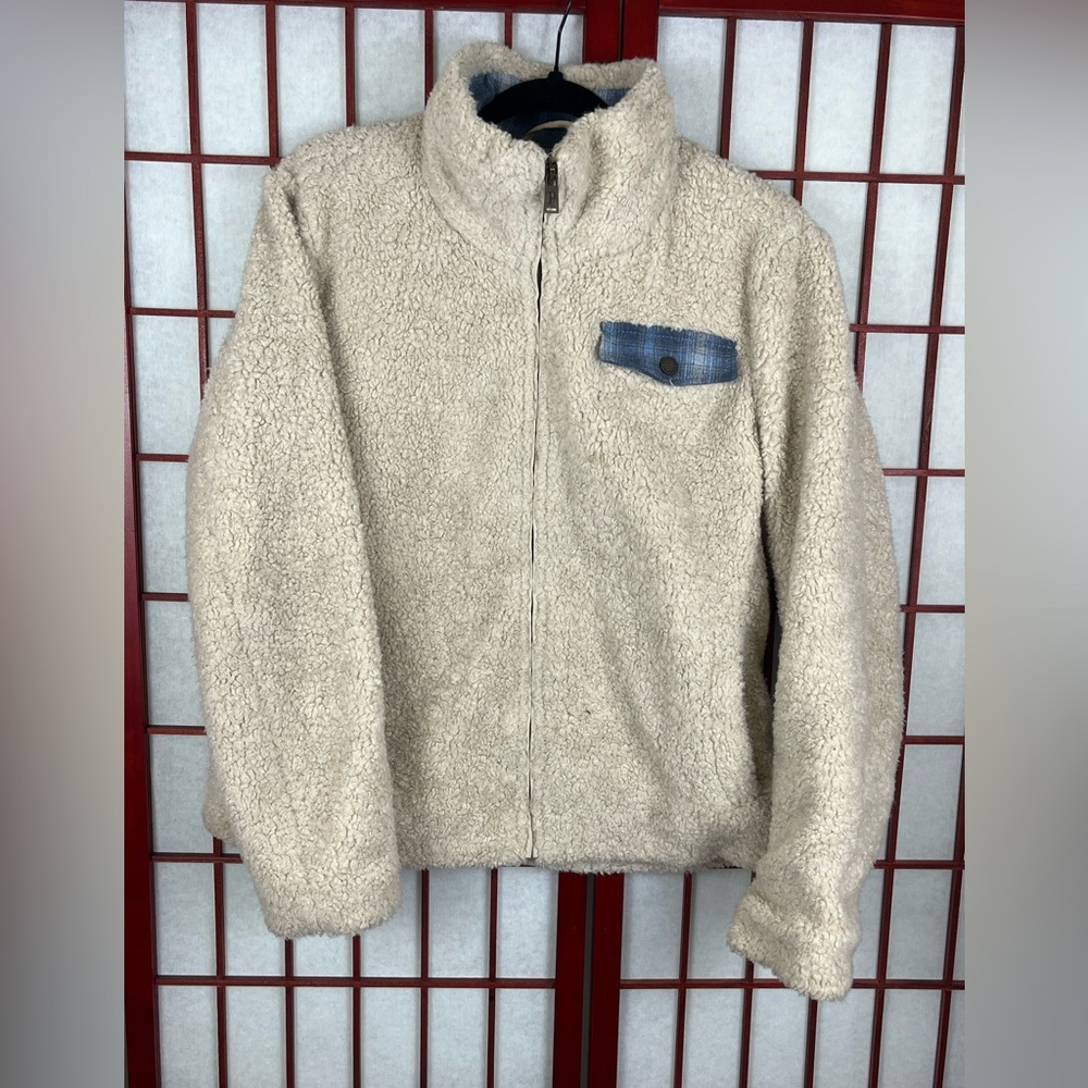Pendleton Full Zip Sherpa Jacket Women’s Beige Fleece Deep Pile Teddy